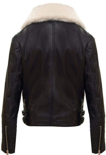 Kids Girls 100% Leather Detachable Collar Biker Jackets (3-13 Years) - Upperclass Fashions 