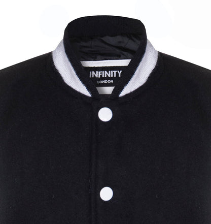 Kids Varsity Bomber Jacket with Real Leather Sleeves 3-13 yrs