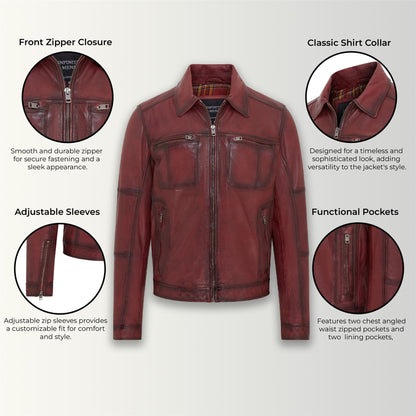 Mens Classic Leather Biker Jacket - Bettles