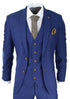 Mens 3 Piece Royal Blue Birdseye Classic Suit - Upperclass Fashions 