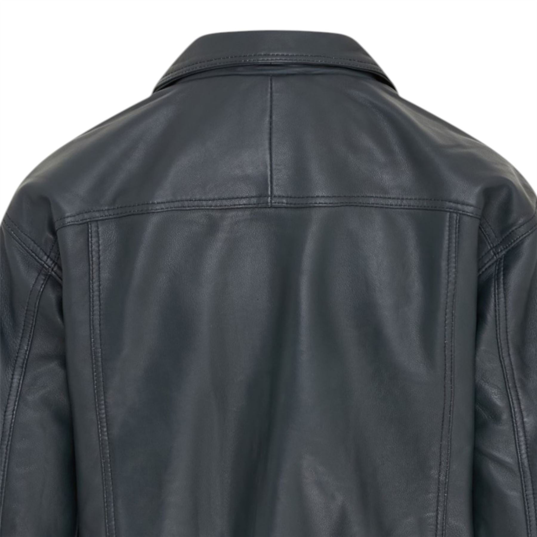 Womens Leather Biker Bomber Oversized Jacket - Blouson