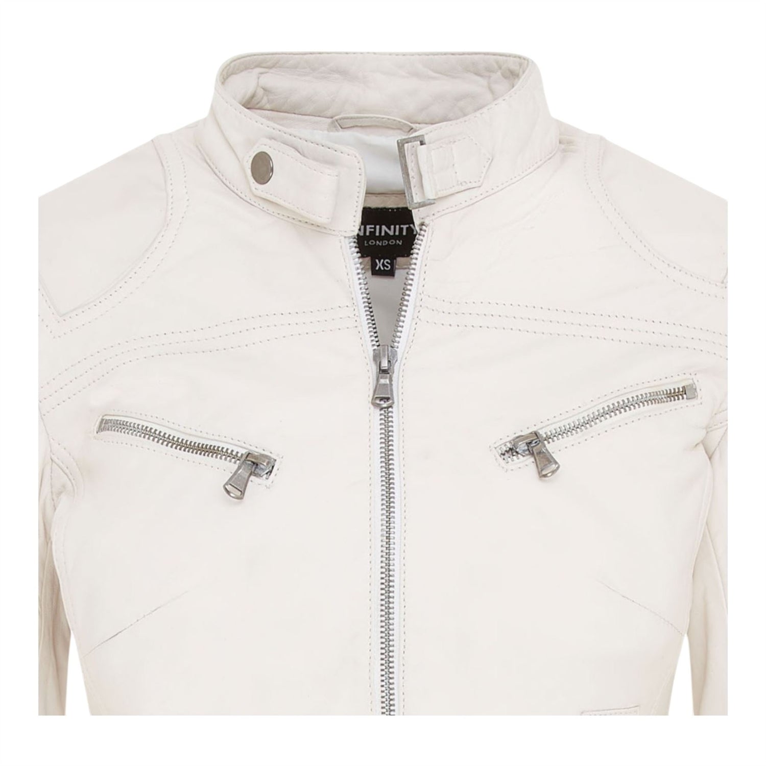 Womens Slim-Fit Leather Biker Jacket-Maldon