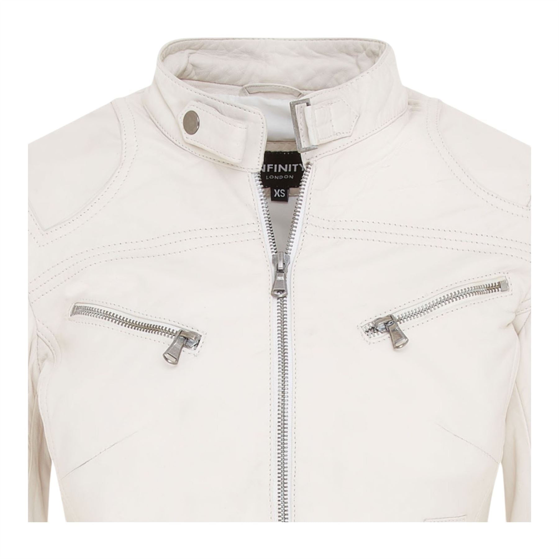 Womens Slim-Fit Leather Biker Jacket-Maldon