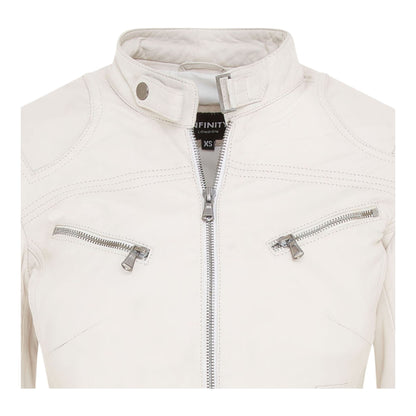 Womens Slim-Fit Leather Biker Jacket-Maldon
