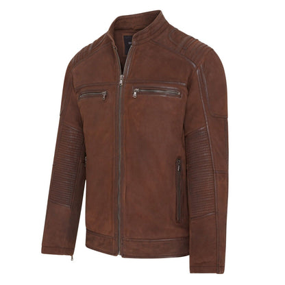 Mens Buff Leather Caf� Racer Biker Jacket - Trowbridge