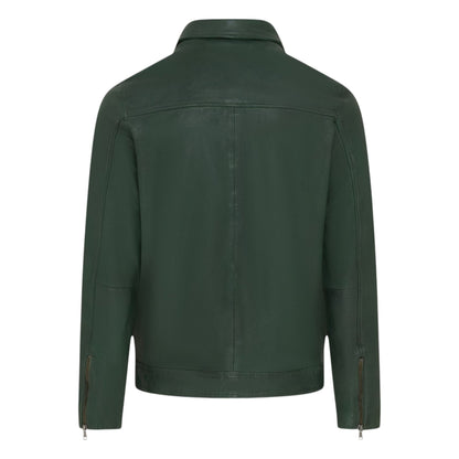 Mens Leather Harrington Collar Biker Jacket - Alpha