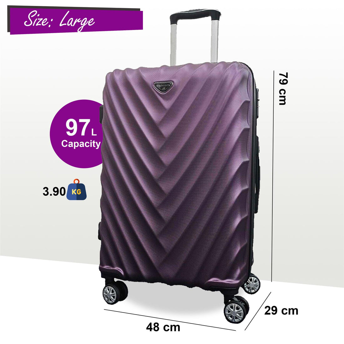 Chatom Large Hard Shell Suitcase in Purple