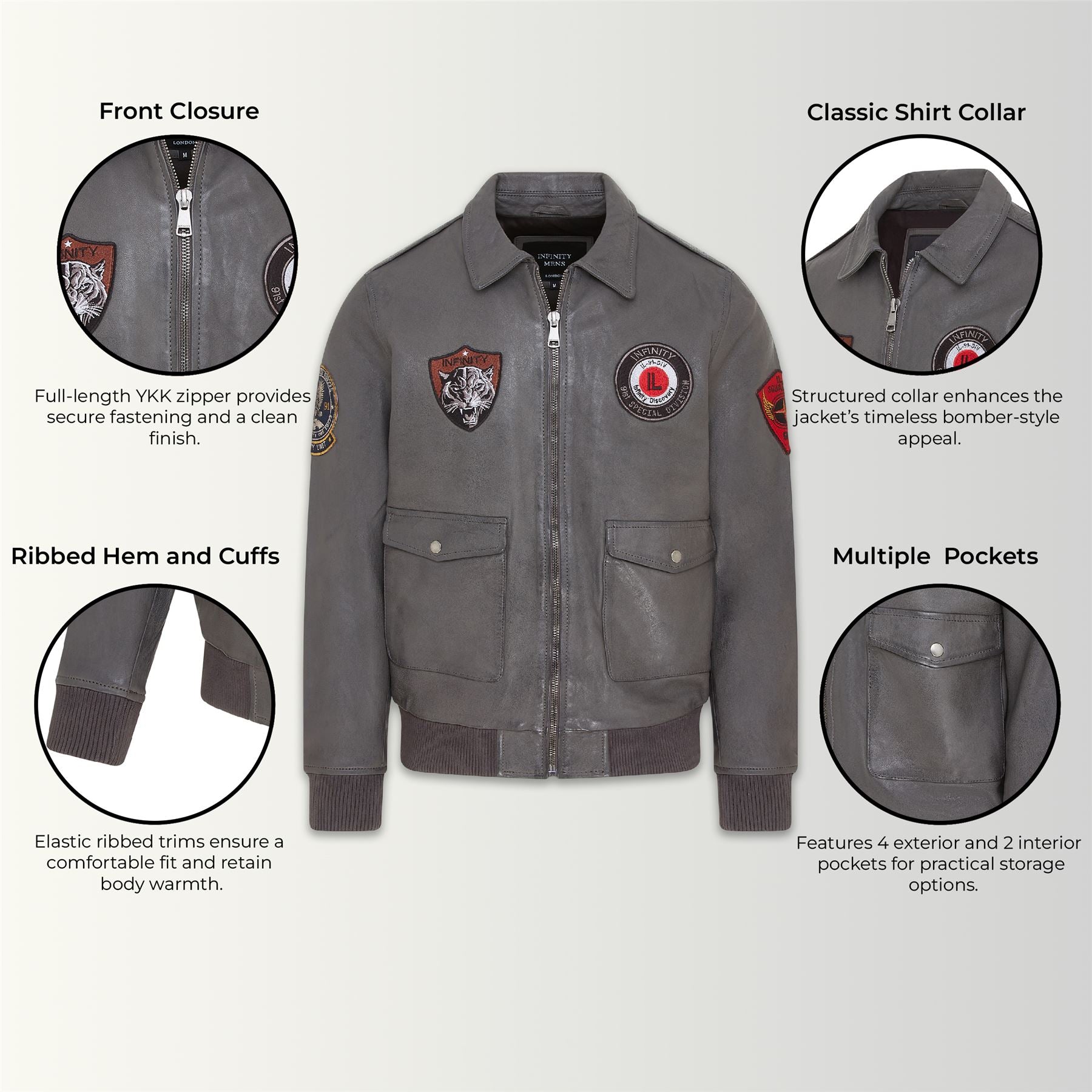 Men’s Leather Bomber G-1 Aviator Collar Jacket  - Maverick