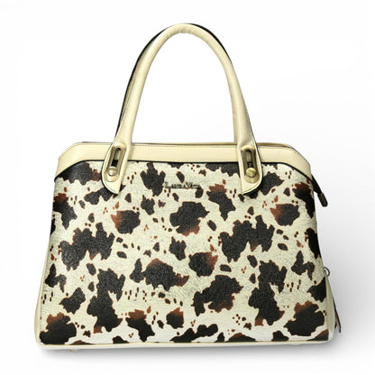 Laura Vita Aramis-08 Womens Tan Floral Print Adjustable Straps Shoulder Tote Handbag