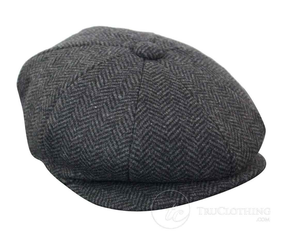 Mens Peaky Blinders Grey Tweed Gatsby Flat Baker Hat - Upperclass Fashions 