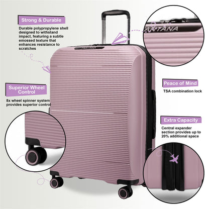 Abiko Set of 3 Hard Shell Suitcase in Pink