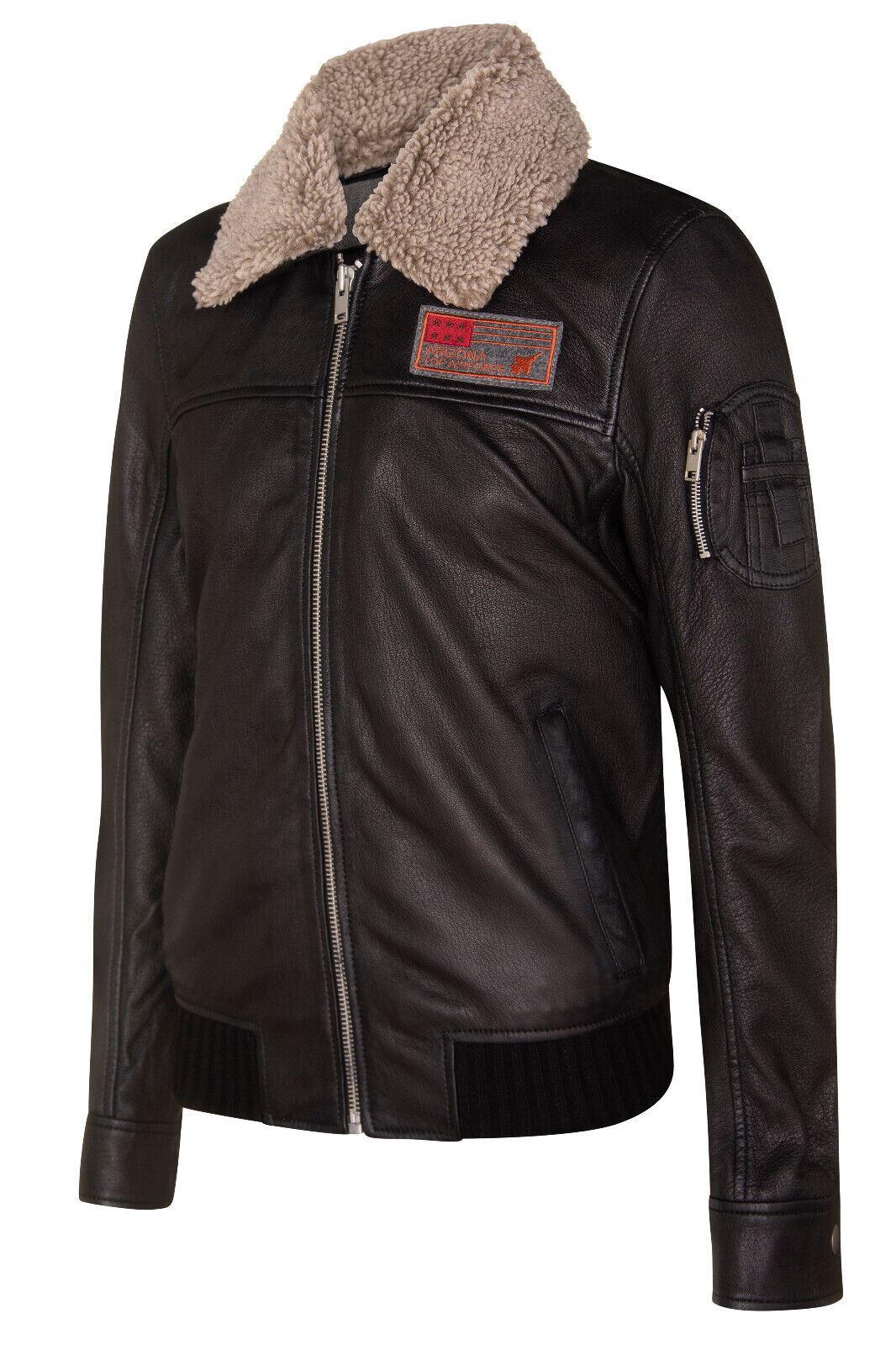 Mens Smart Leather Bomber Jacket-Crawley