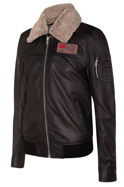 Mens Smart Leather Bomber Jacket-Crawley