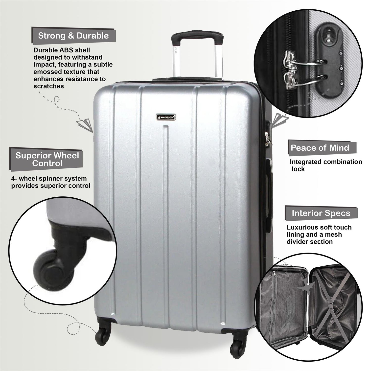 Castleberry Set of 3 Hard Shell Suitcase in Silver