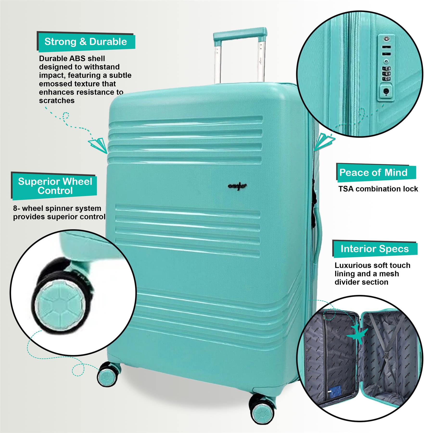 Brookwood Large Hard Shell Suitcase in Teal