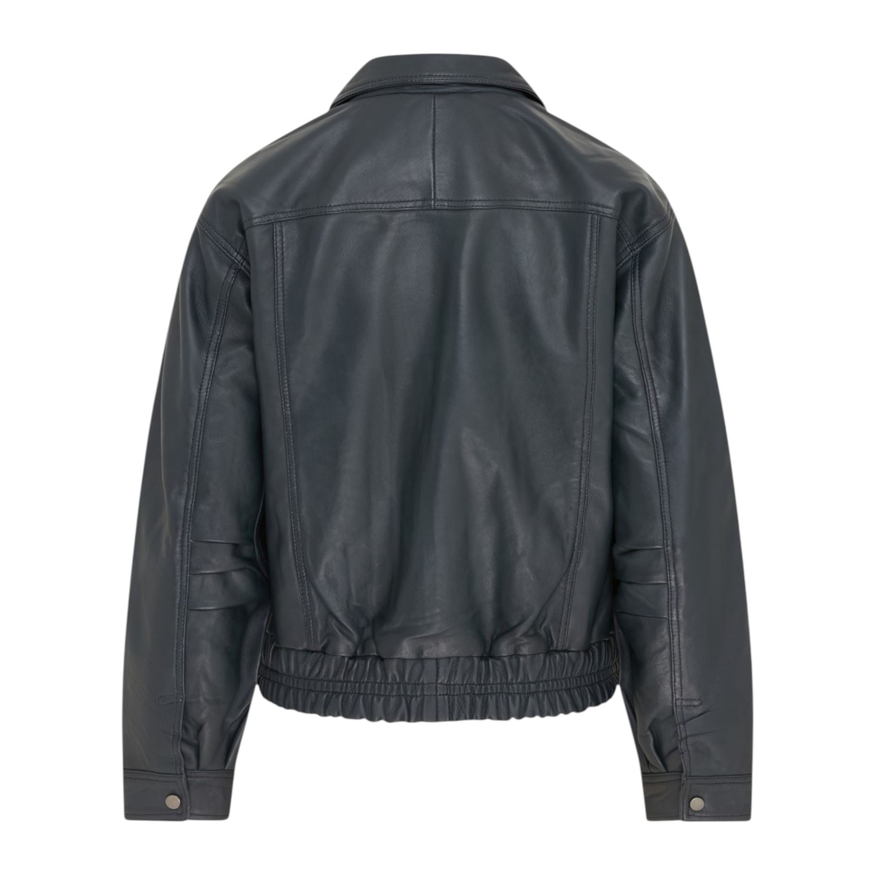 Womens Leather Biker Bomber Oversized Jacket - Blouson