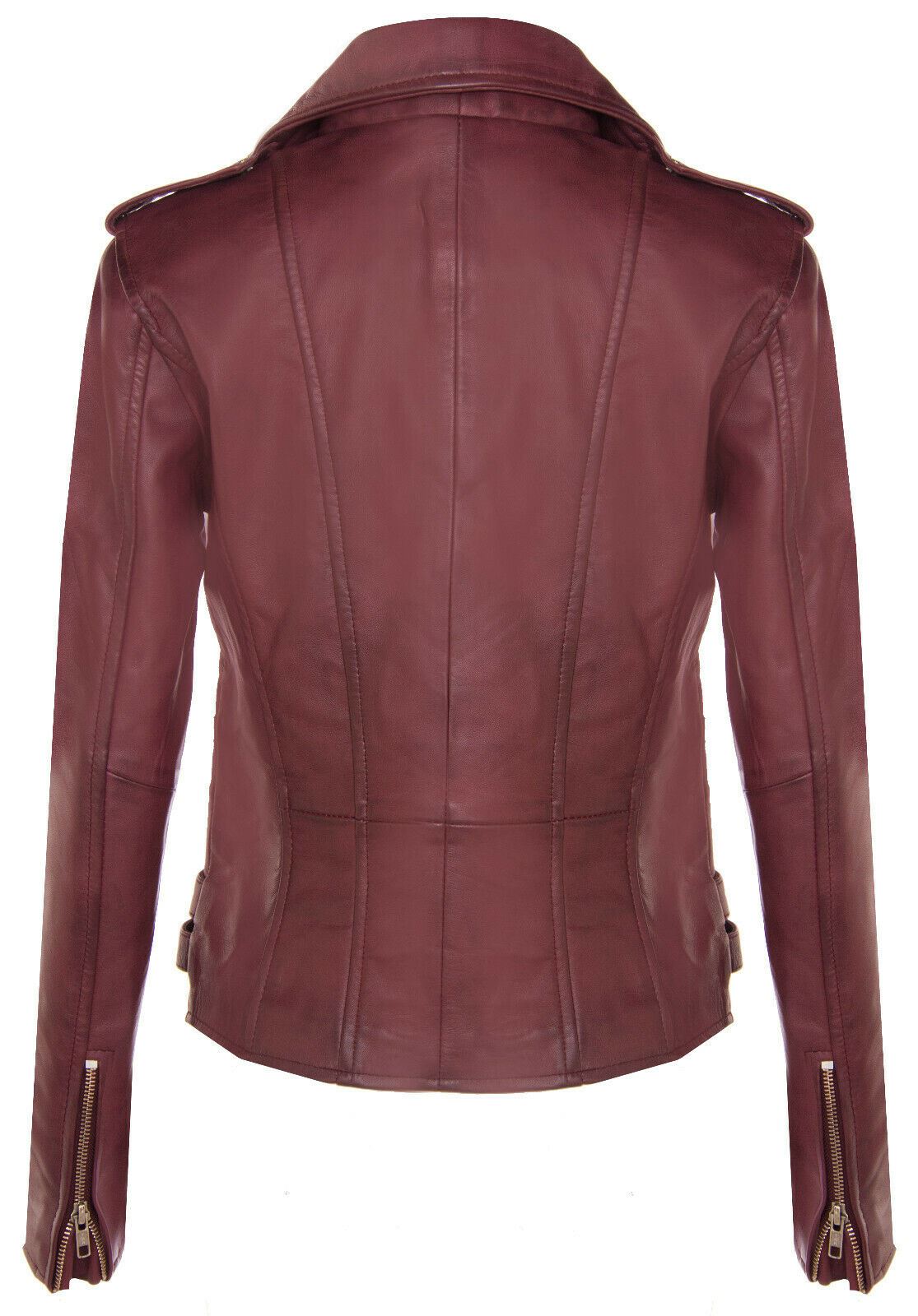 Womens Leather Brando Biker Jacket-Loddon