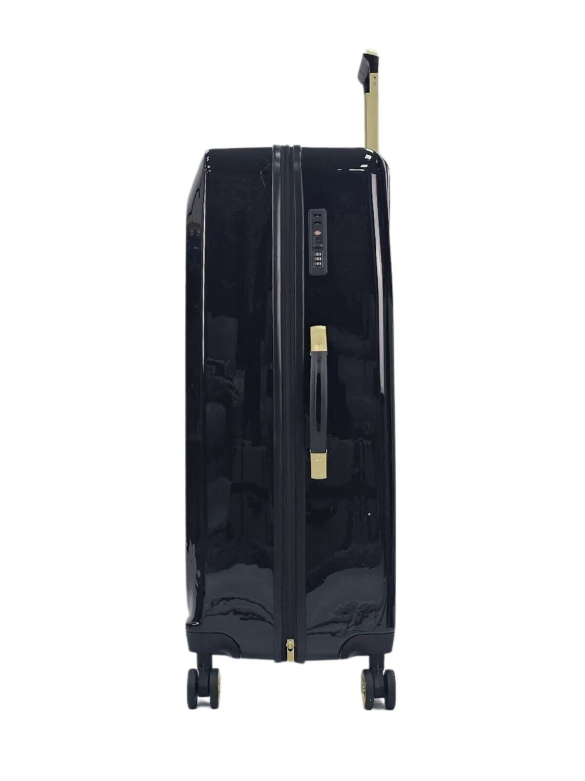 Hard Shell Black 4 Wheel Suitcase Flower Print Luggage Cabin