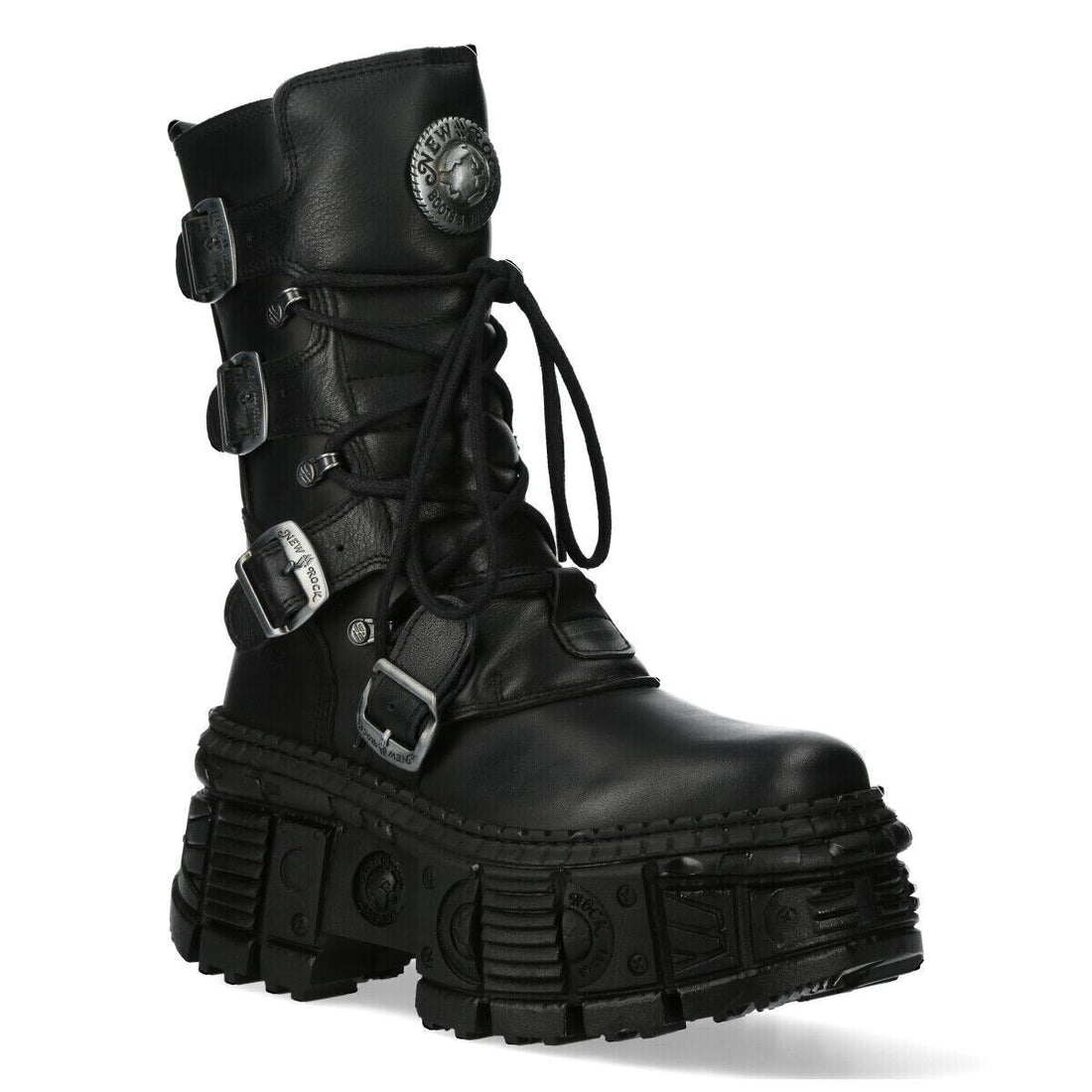 New Rock Mid-Calf Leather Goth Boots-WALL373-S5