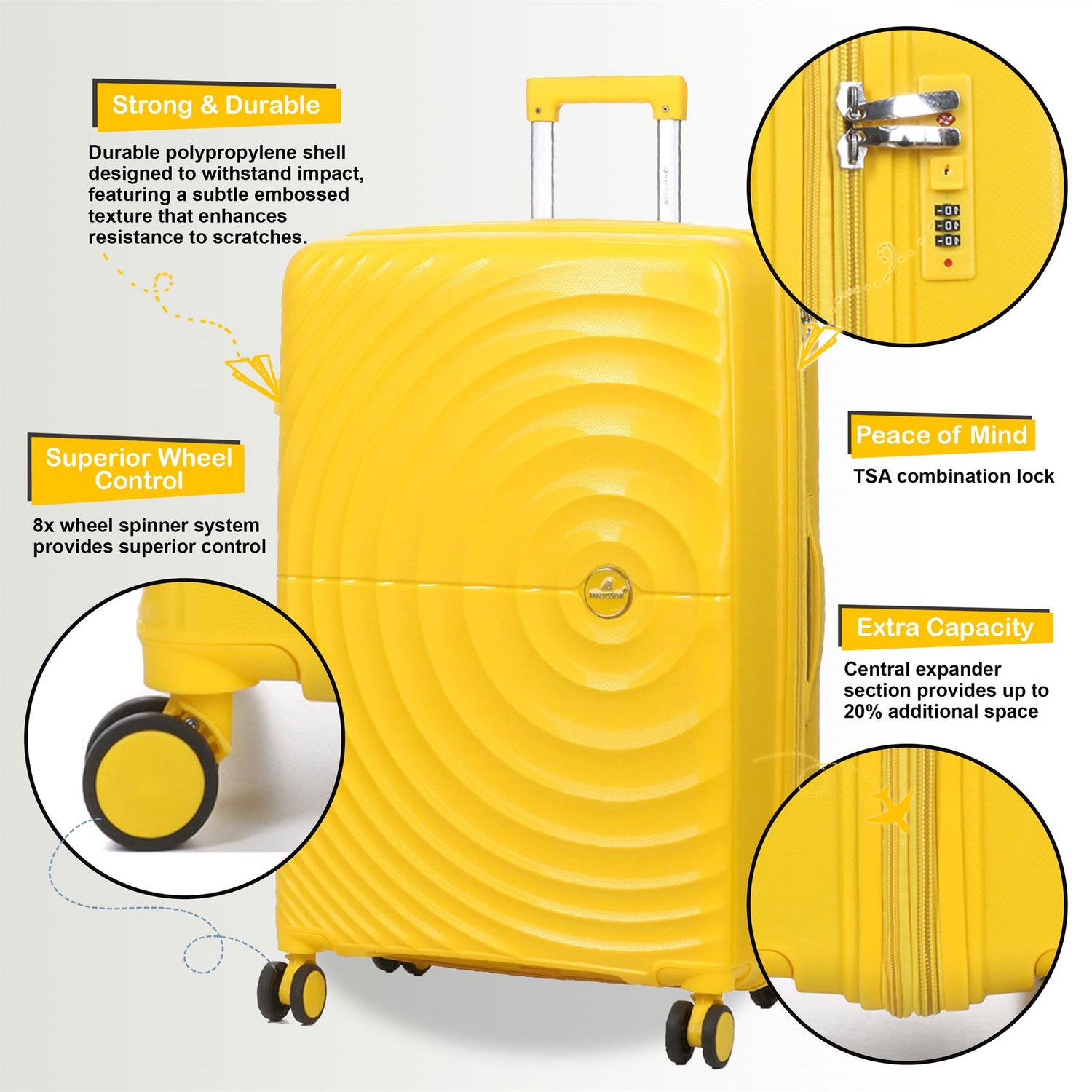 Balranald Set of 3 Hard Shell Suitcase in Yellow