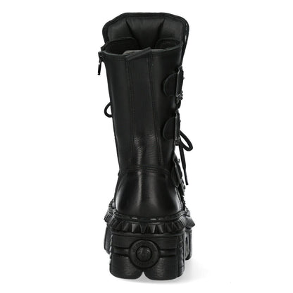 New Rock Mid-Calf Leather Platform Boots-WALL373-S6 - Upperclass Fashions 