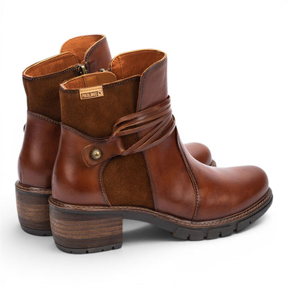 Pikolinos Women’s Brown Leather Zipped Heel Ankle Boots - San Sebastia