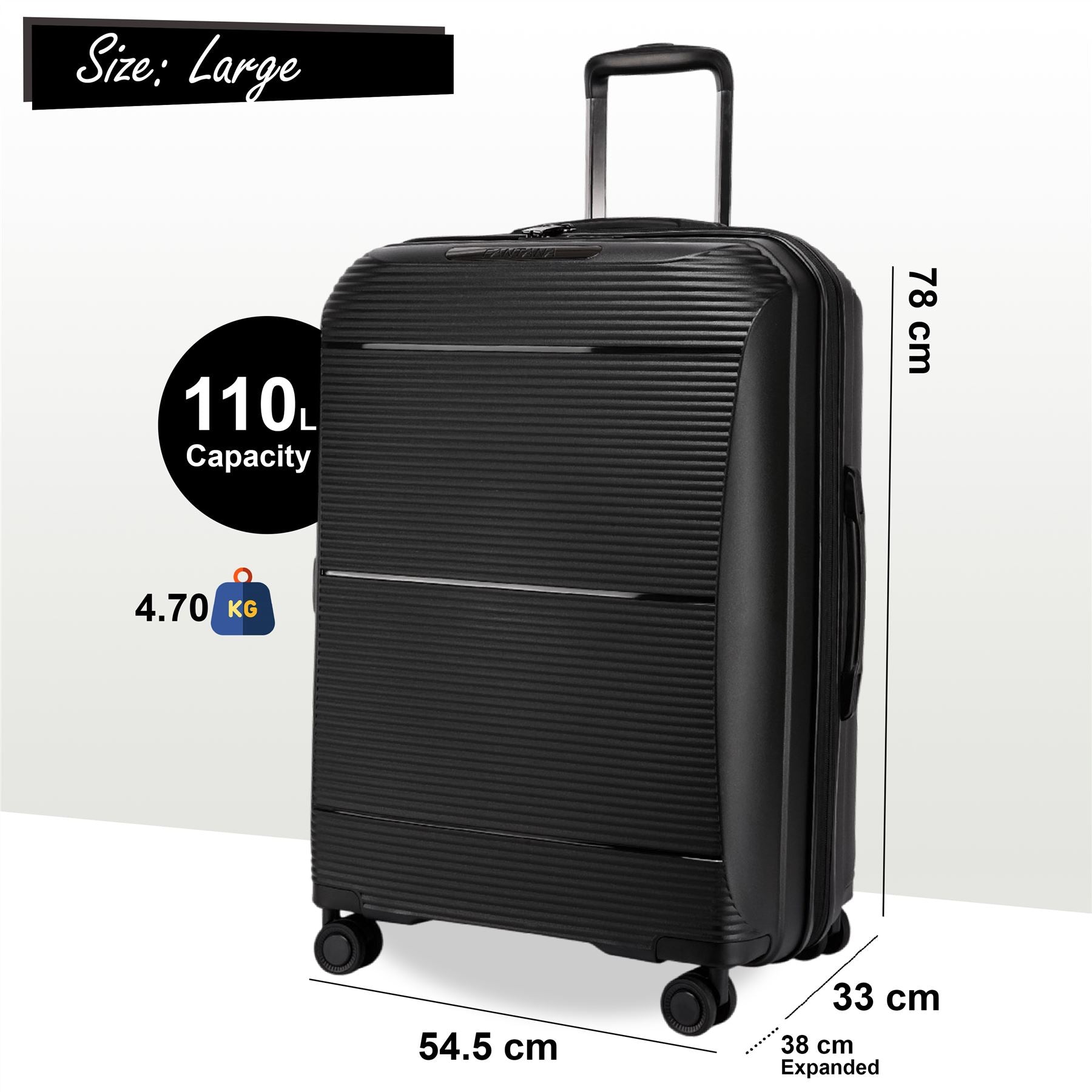 Abiko Large Hard Shell Suitcase in Black