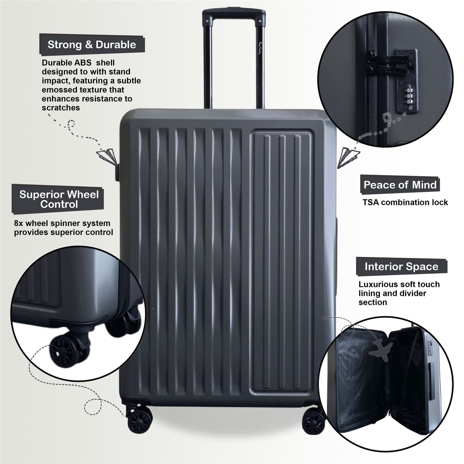 Croydon Set of 3 Hard Shell Suitcase in Grey