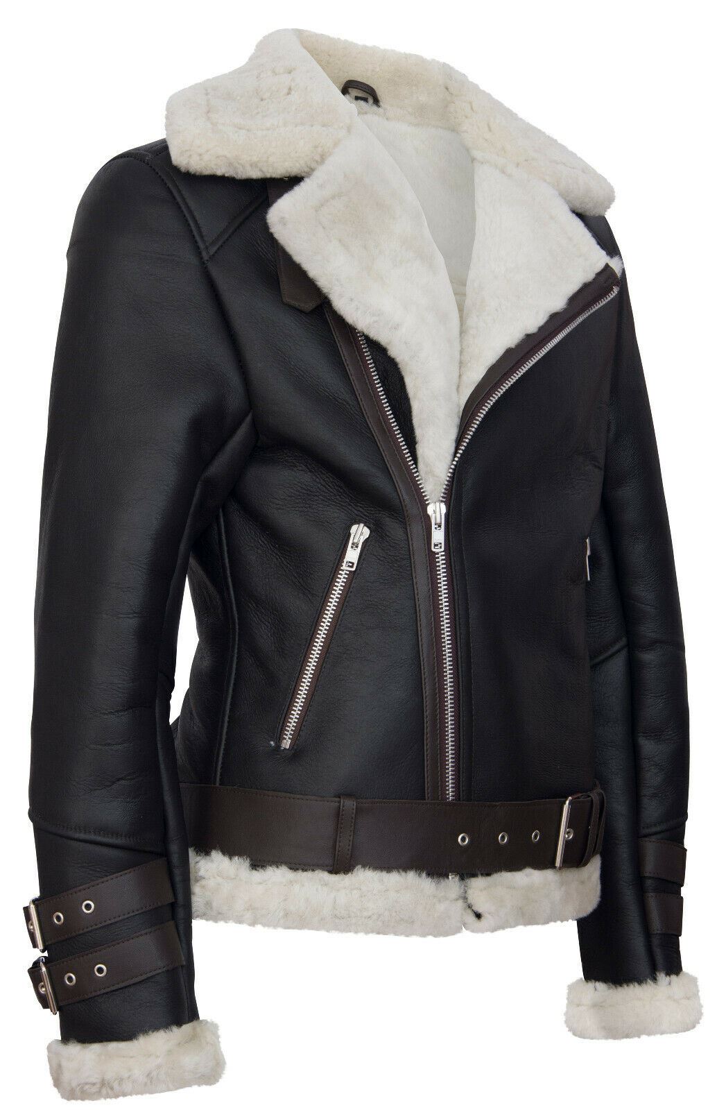 Mens Winter Sheepskin Leather Biker Jacket-Hayle