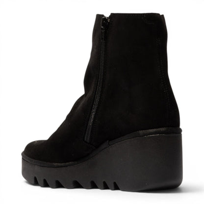 Fly London Women’s Black Suede Leather Wedge Heel Platform Ankle Boots - BAAN538