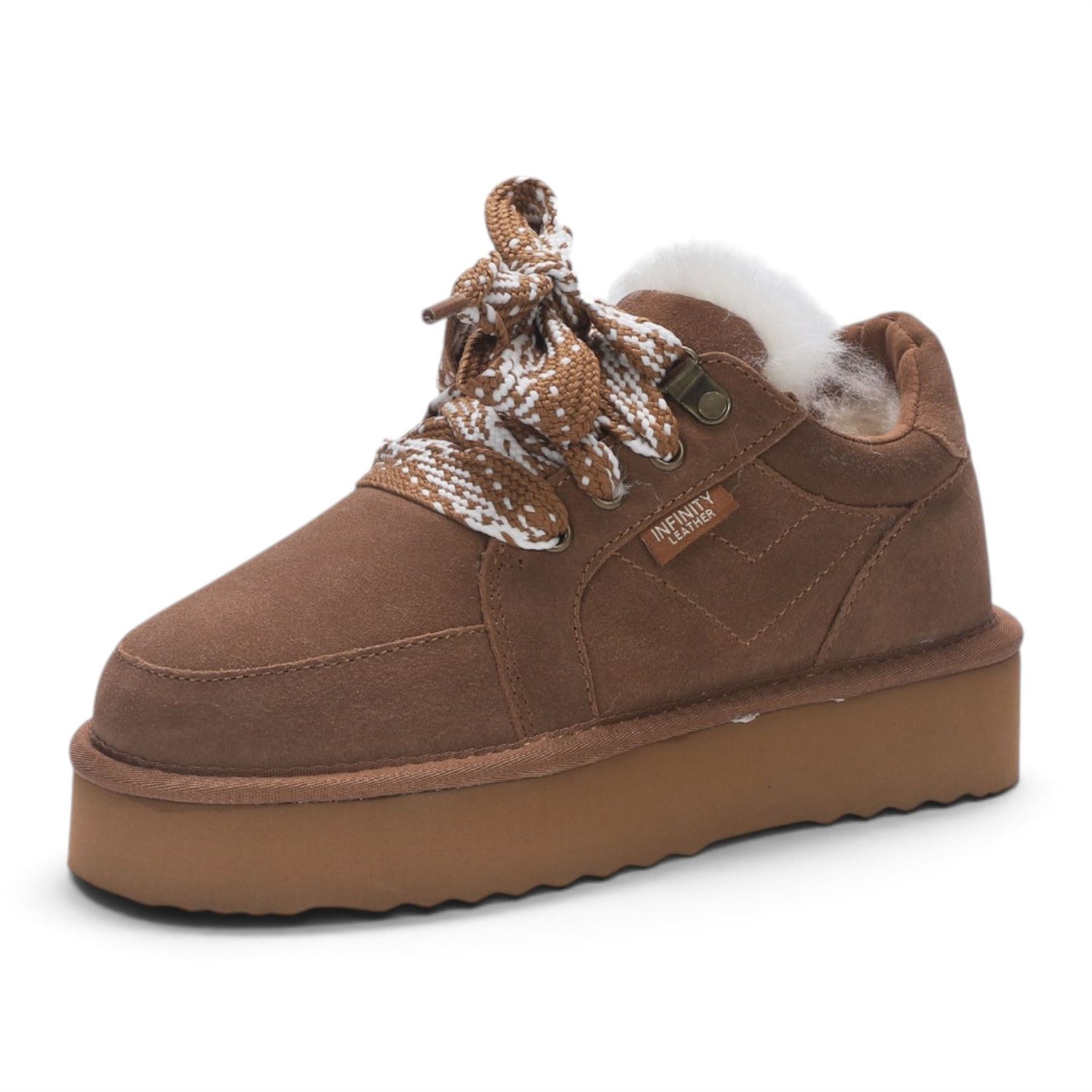 Women’s Chestnut Brown Genuine Sheepskin Fur-Lined Winter Wedge Trainers - Moonstone