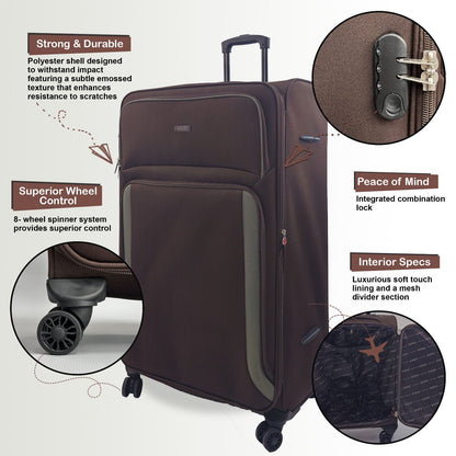 Ashland Large Soft Shell Suitcase in Brown