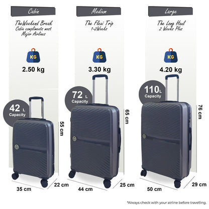 Abbeville Set of 3 Hard Shell Suitcase in Grey