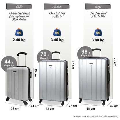Castleberry Set of 3 Hard Shell Suitcase in Silver