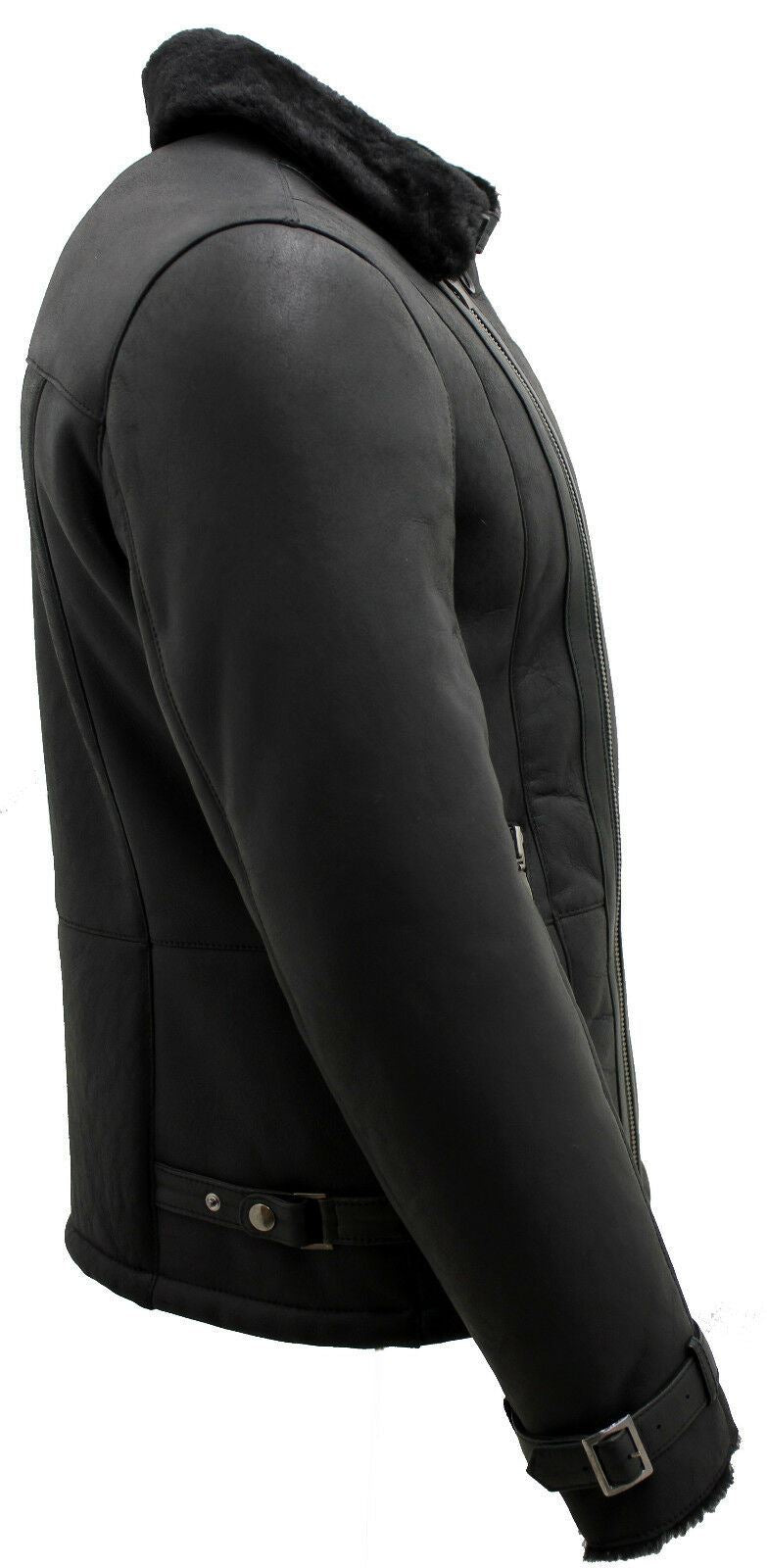 Mens Breasted Sheepskin Leather Biker Jacket-Heathfield