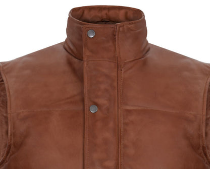 Mens Classic Leather Puffer Waistcoat-Gateshead