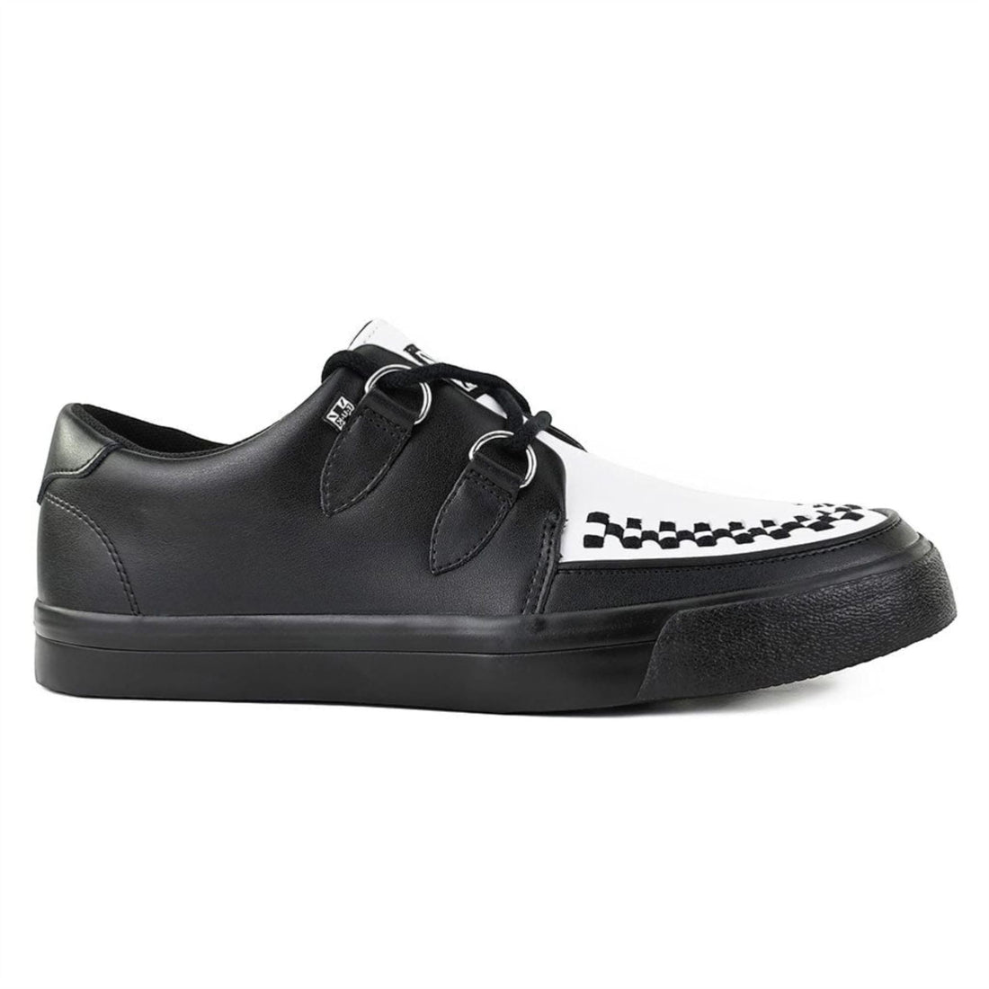 TUK Pointed Creeper Sneaker Black White Leather Platform Shoes - A9180