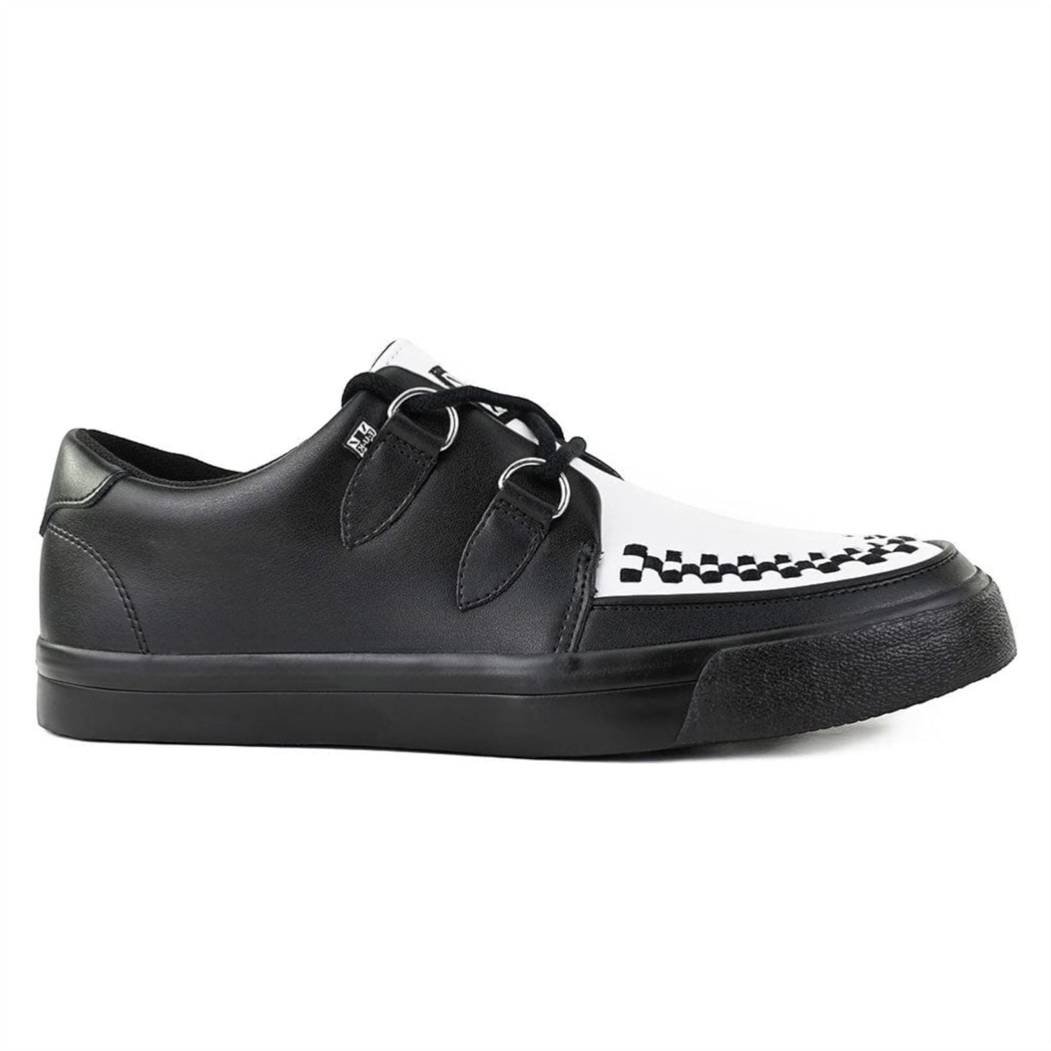 TUK Pointed Creeper Sneaker Black White Leather Platform Shoes - A9180