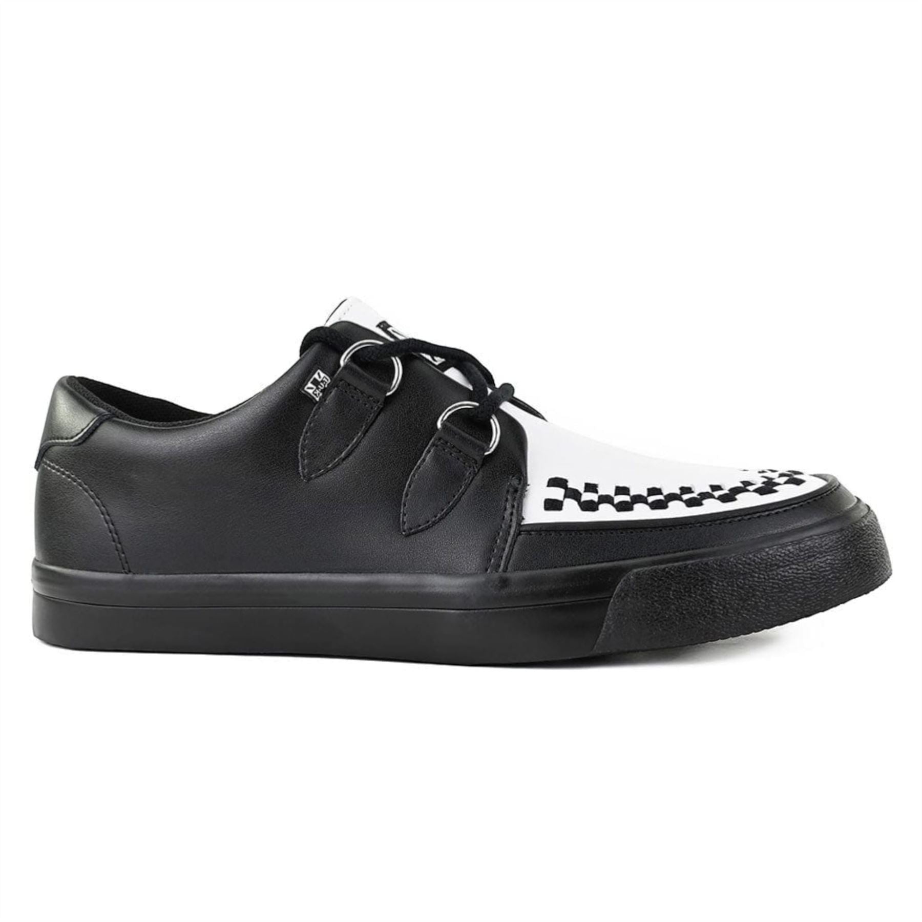 TUK Pointed Creeper Sneaker Black White Leather Platform Shoes - A9180