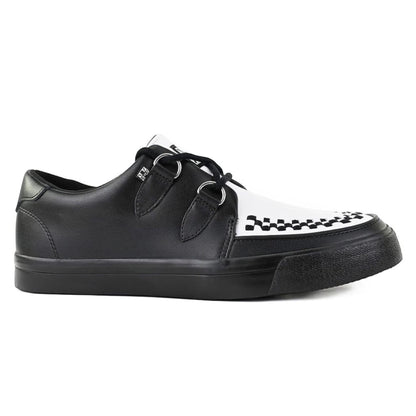 TUK Pointed Creeper Sneaker Black White Leather Platform Shoes - A9180