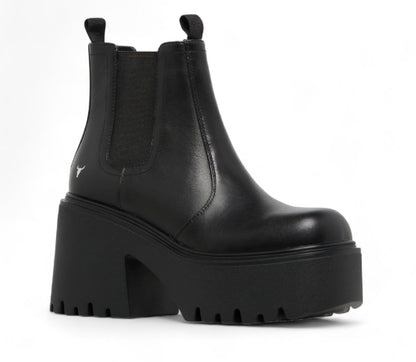 Windsorsmith Black Leather Platform Chelsea Boots - Tricky