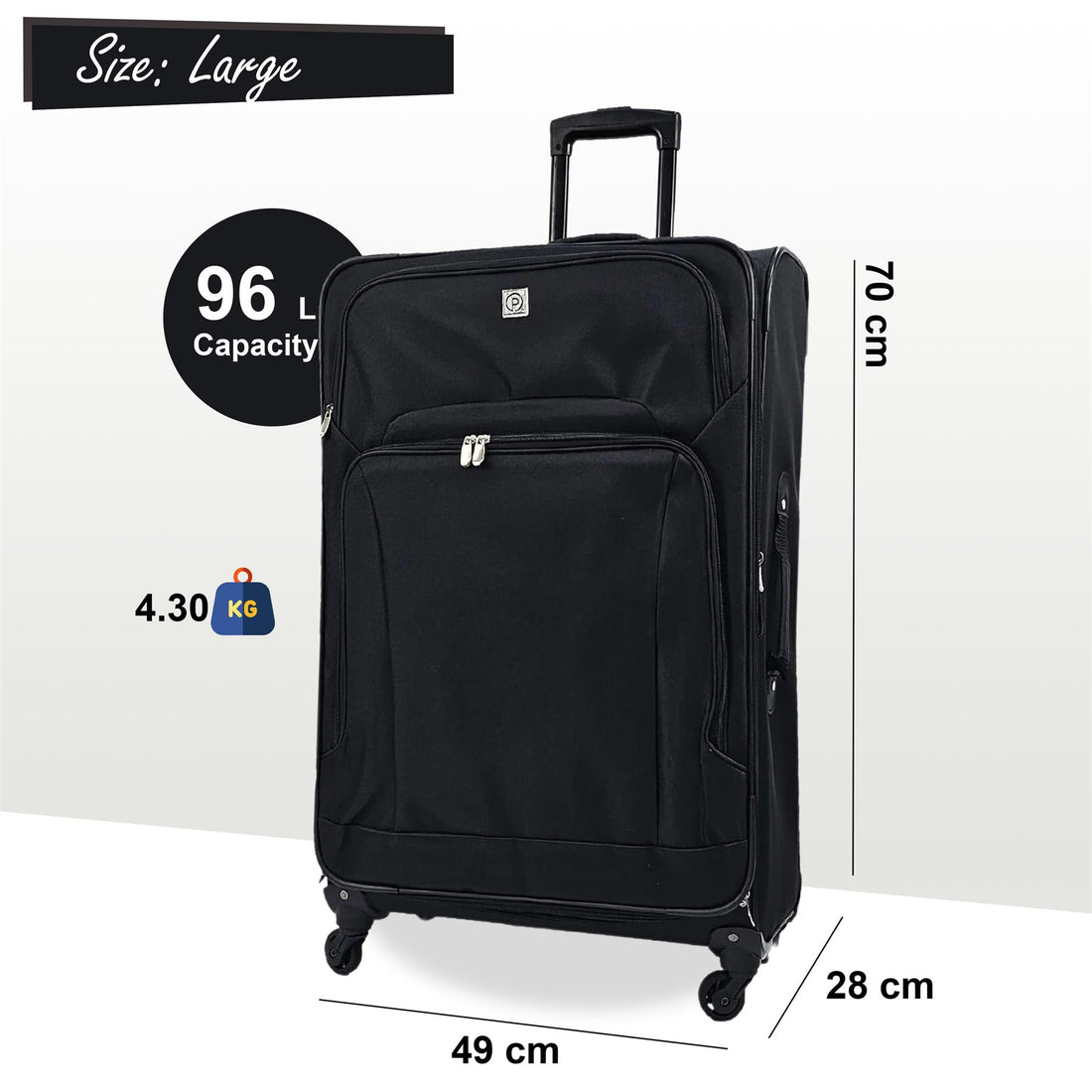 Coaling Large Soft Shell Suitcase in Black