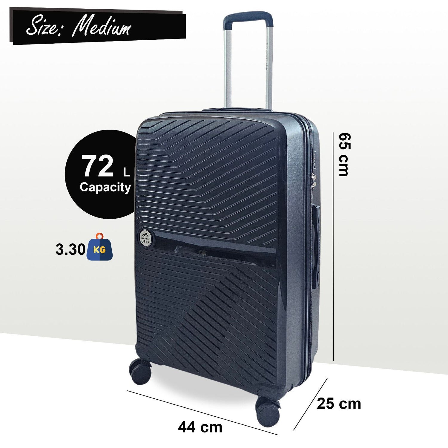 Abbeville Medium Hard Shell Suitcase in Black