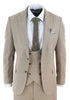 Mens Tweed 3 Piece Beige Formal Wedding Suit - Upperclass Fashions 