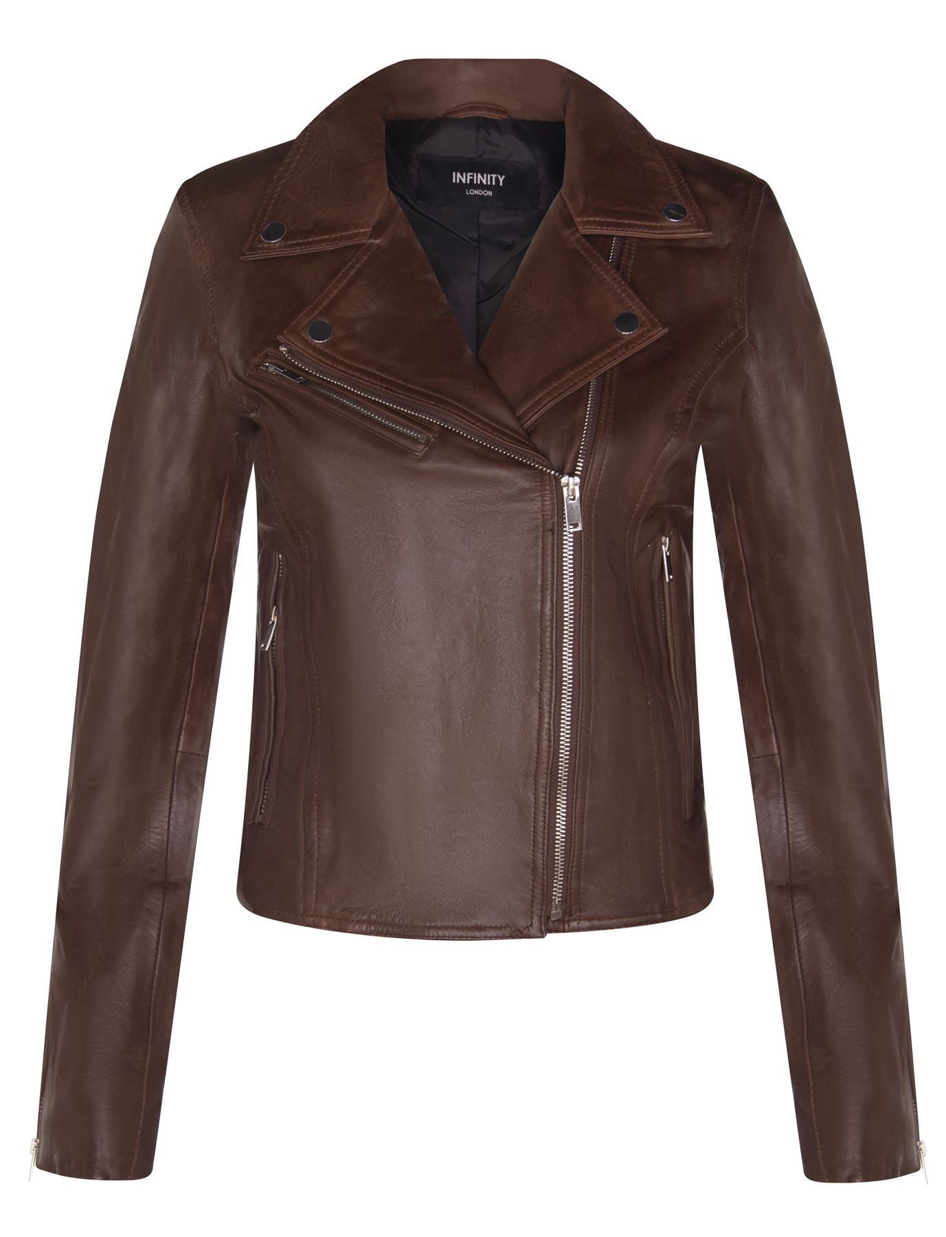Womens Classic Leather Brando Biker Jacket-Loughton