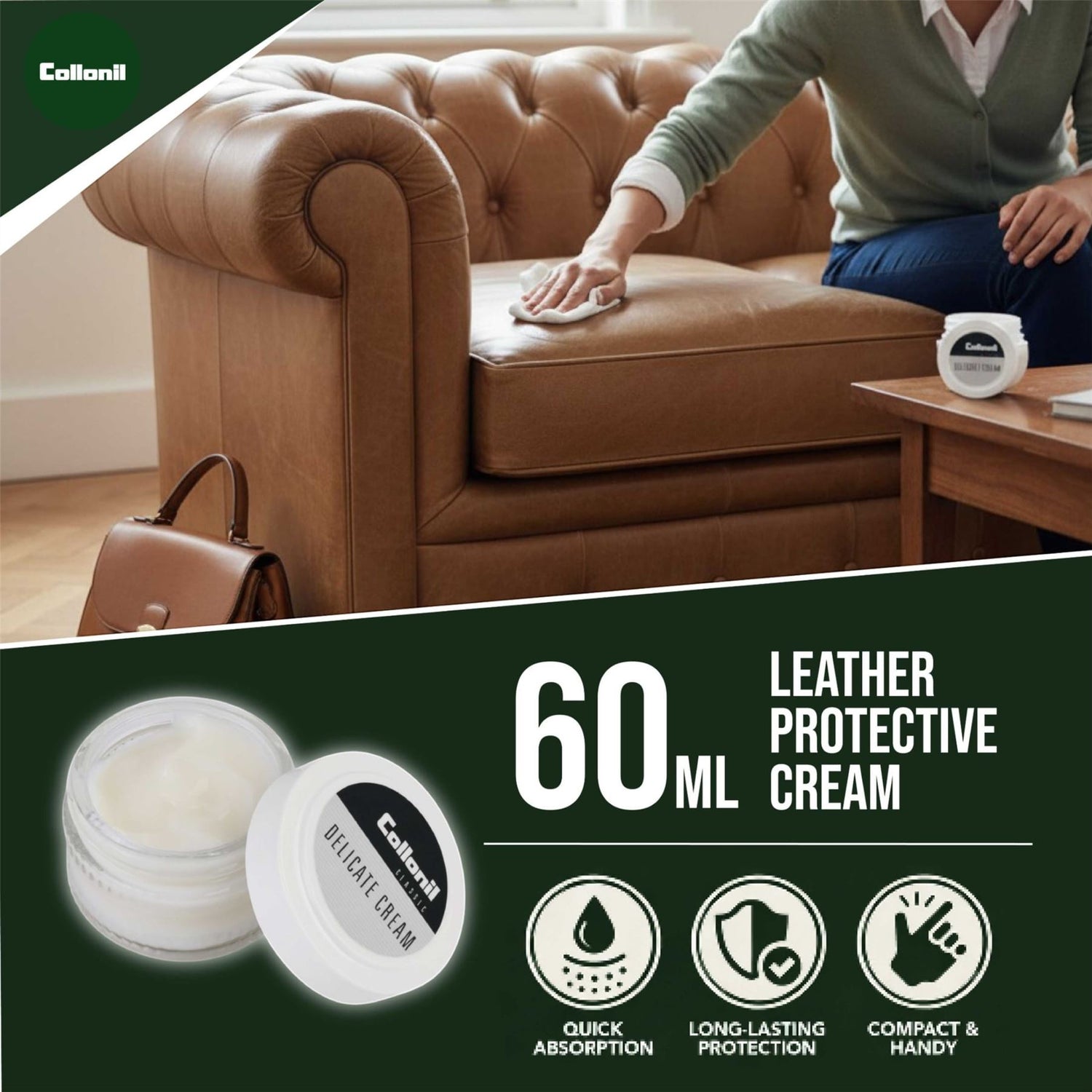 Collonil Delicate Cream 60ml Leather Cleaner, Conditioner &amp; Colour Restorer