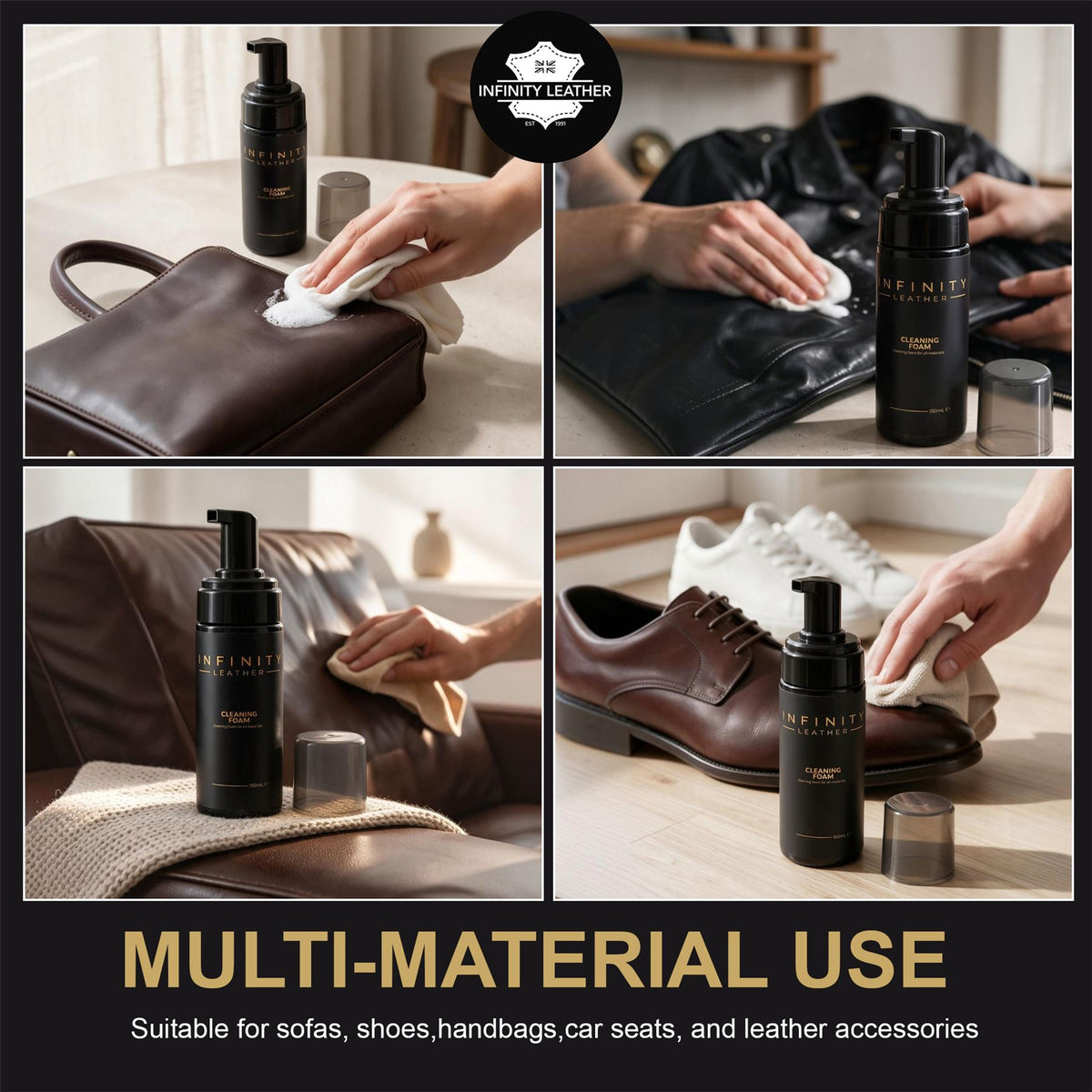 Leather, Suede &amp; Trainer Deep Clean Stain Remover, 2 Pack Cleaning Foam