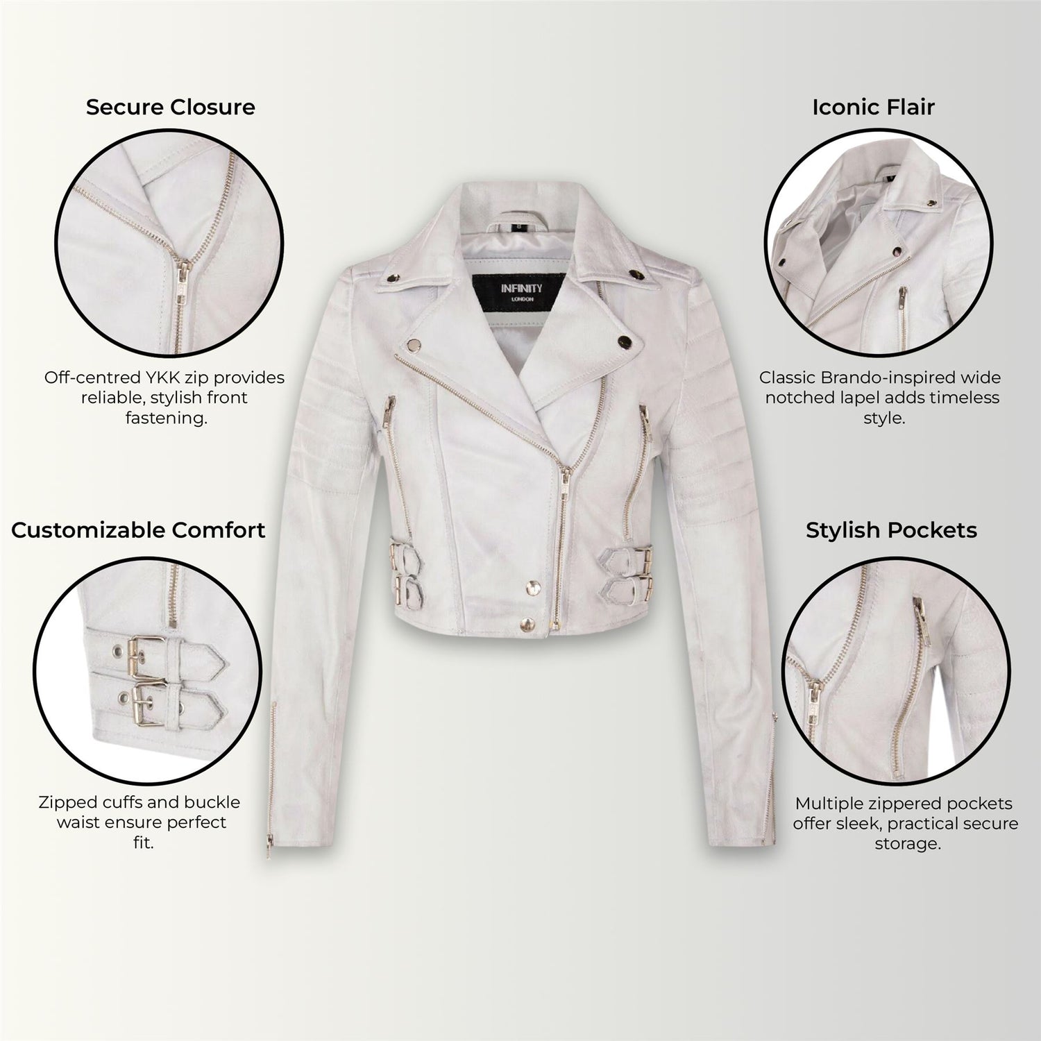 Womens Brando Cropped Leather Jacket-Longtown