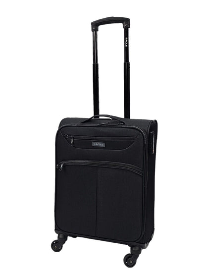 Lightweight Soft Black Suitcases Set 4 Wheel Luggage Travel TSA Cabin