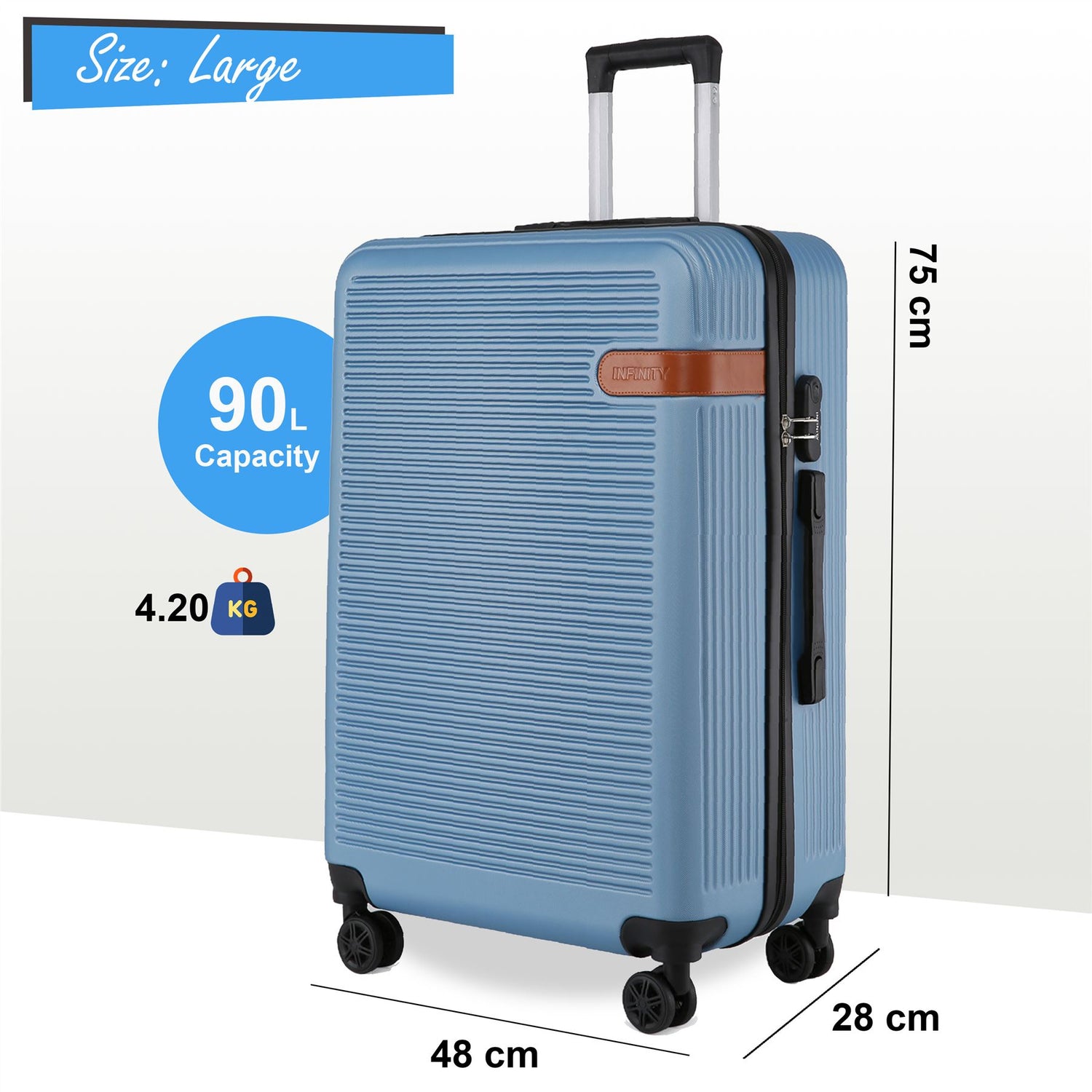 Calgary Large Hard Shell Suitcase in Blue